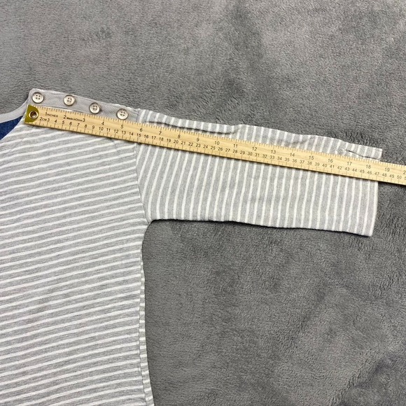 NEXT Top Womens 8‎ Gray Striped Long Blouse Maternity Pocket 3/5 Sleeve Shirt - Picture 13 of 16